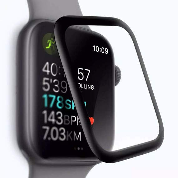 CaseUp Apple Watch SE 2022 40mm Tam Kapatan Ekran Koruyucu Siyah 2